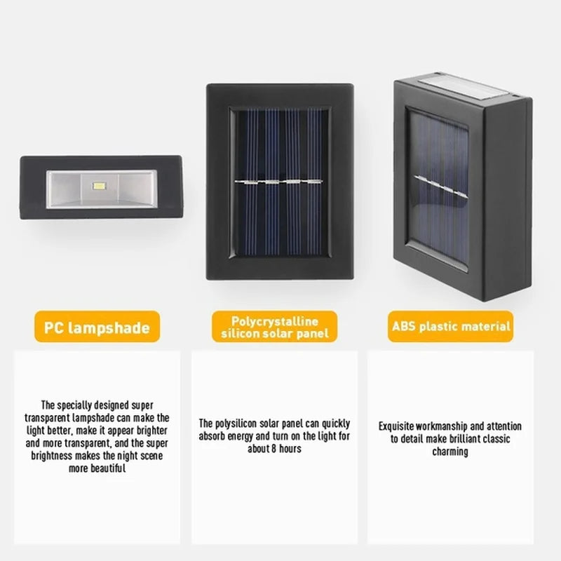 Solar Up and Down Spot Lights Outdoor, Street Wall Light Lamp Solar Powered Sunlight Waterproof Solar Lamp Garden Decorative - BLOOM CART