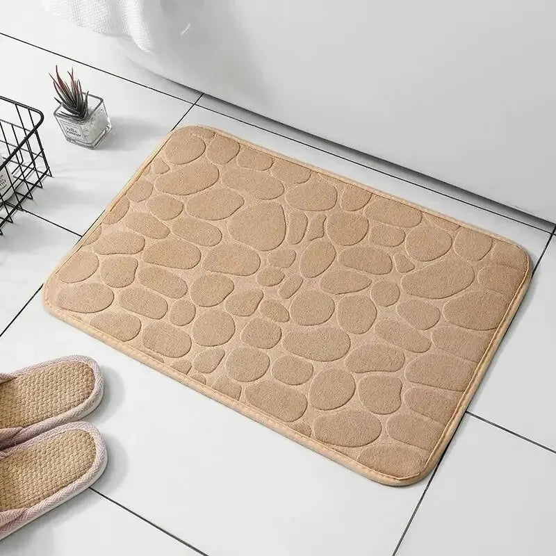 1pc embossed fiber carpet, bathroom living room anti slip mat, pebble floor mat, household items - BLOOM CART