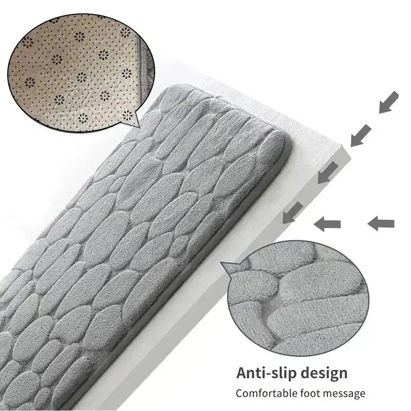 1pc embossed fiber carpet, bathroom living room anti slip mat, pebble floor mat, household items - BLOOM CART