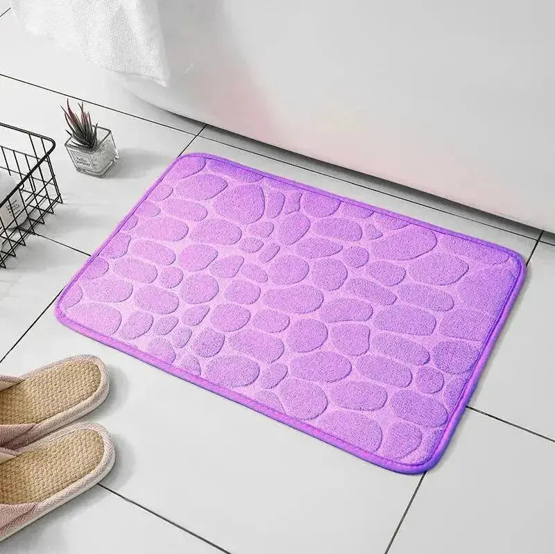 1pc embossed fiber carpet, bathroom living room anti slip mat, pebble floor mat, household items - BLOOM CART