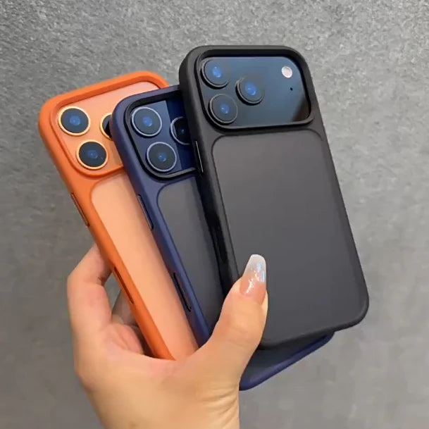 Luxury Orange Shield Matte Transparent Phone Case For iPhone 17 Pro Max 17 Pro 17 New Metal Buttons Skin Feel Shockproof Cover BLOOM CART